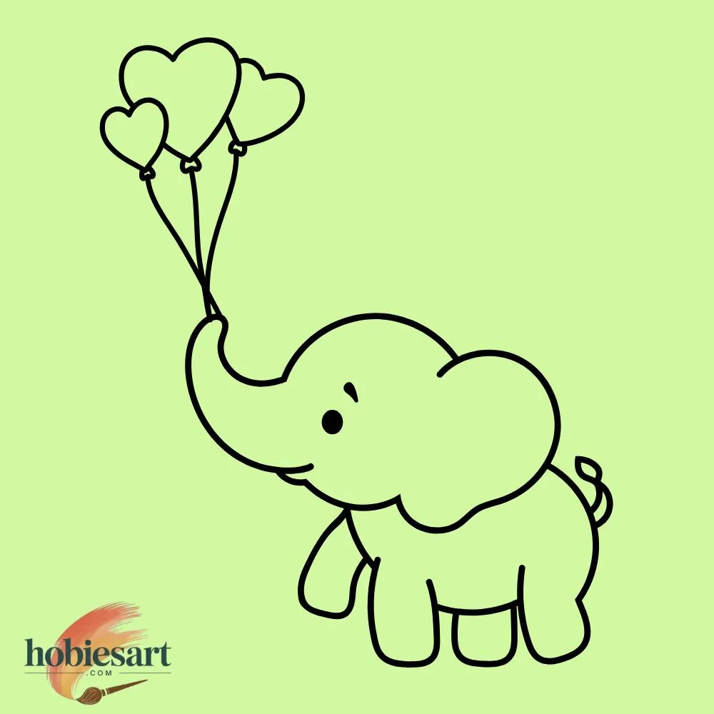 Baby Elephant with Balloons