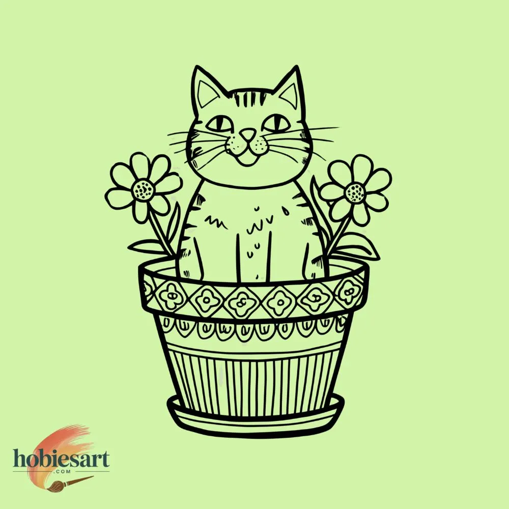 Cat In Flower Pot