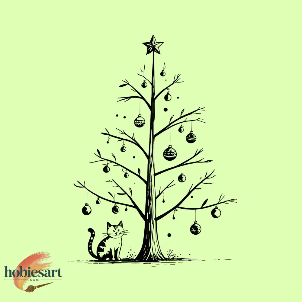 Christmas Tree With Cat