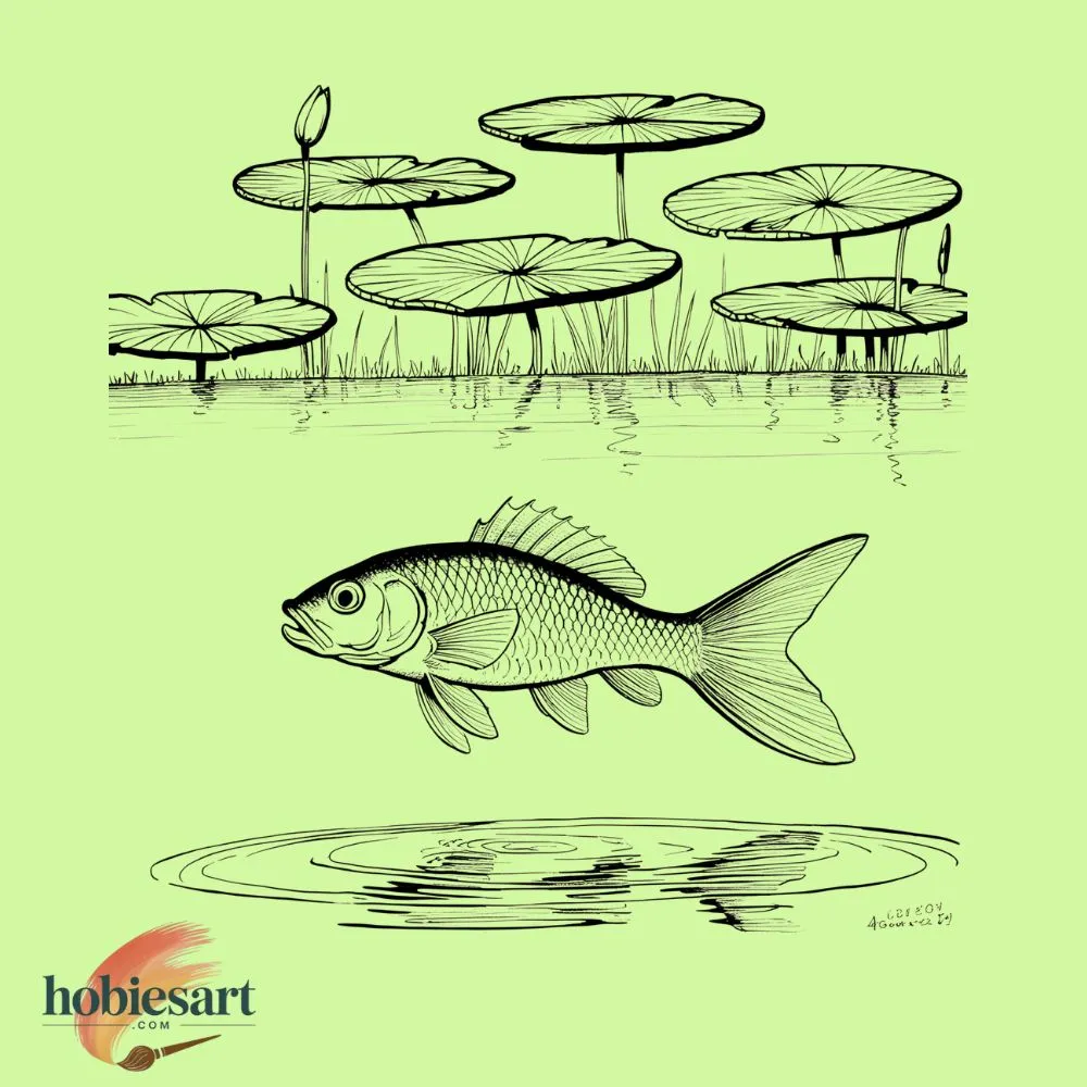 Fish in Pond with Lily Pad