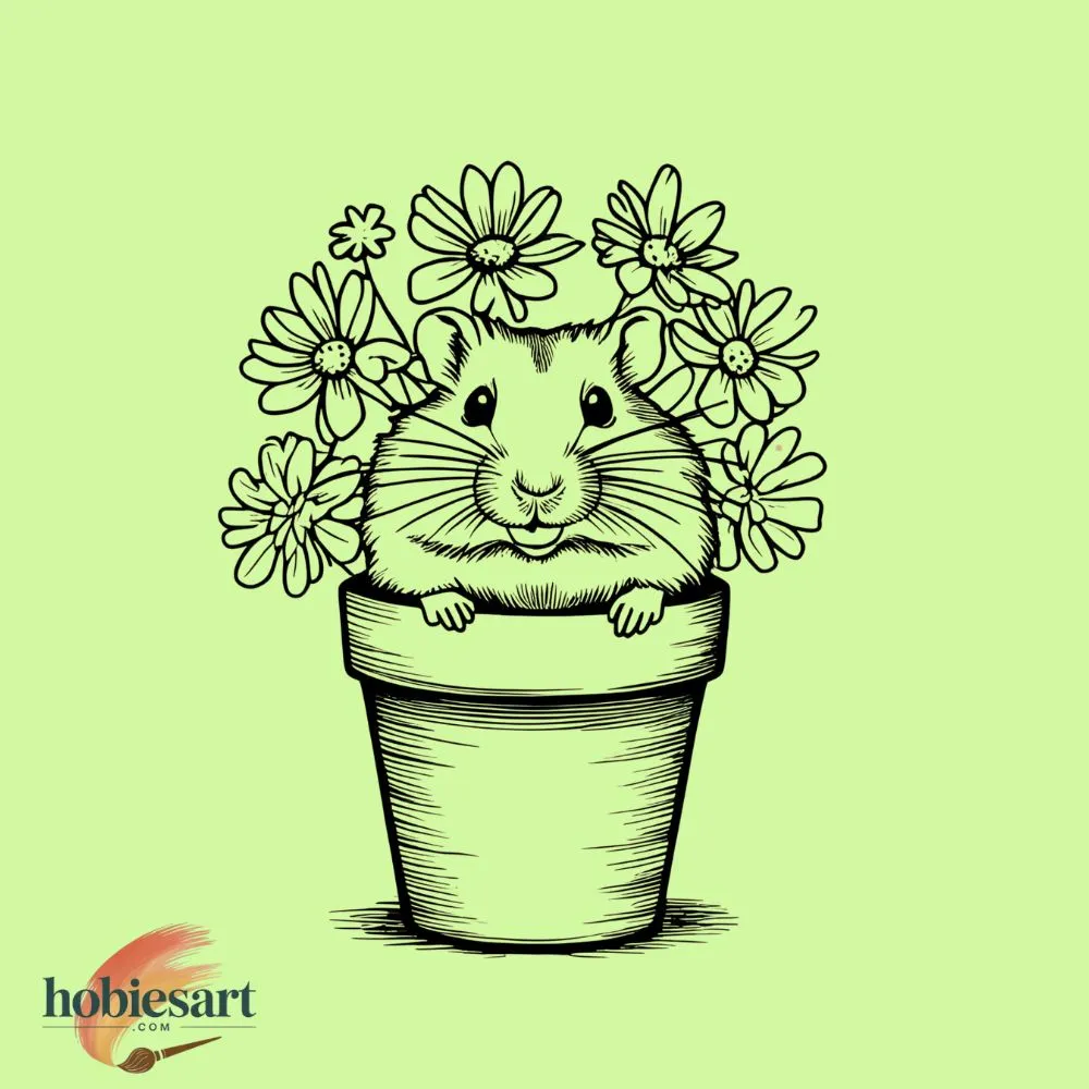 Hamster Peeking Out of Flower Pot