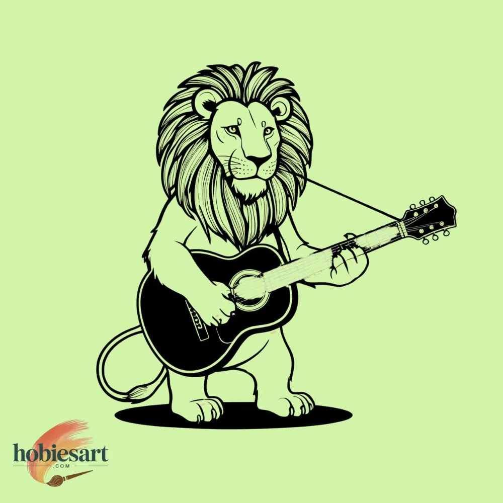 Lion Playing a Guitar