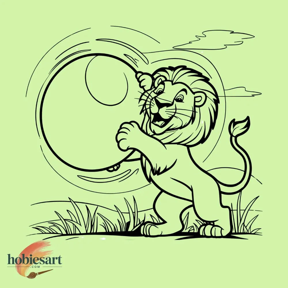 Lion Playing with a Ball