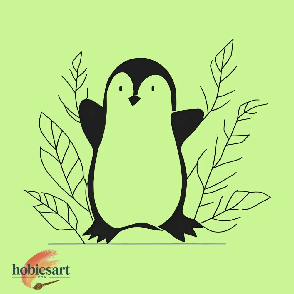 Penguin Playing in Leaves