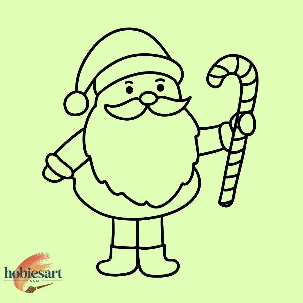 Santa Claus Holding a Candy Cane