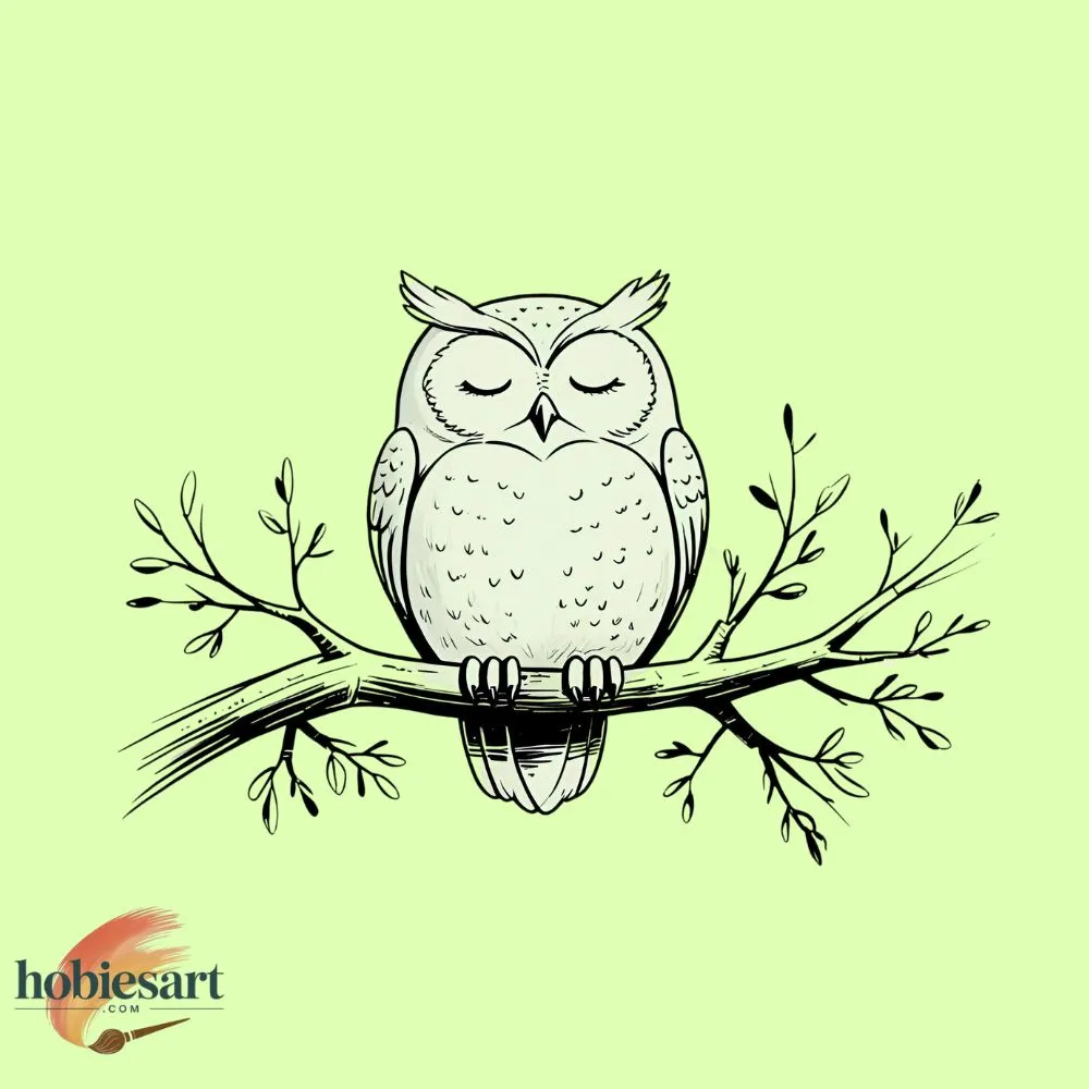 Sleeping Owl on a Branch