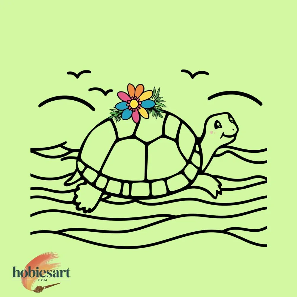 Turtle Wearing Flower Crown