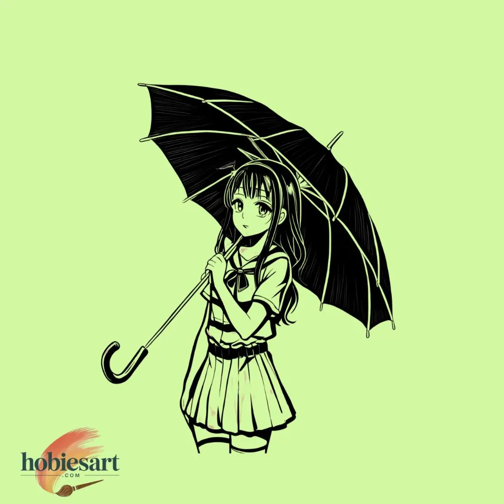 Umbrella Anime Girl Drawing