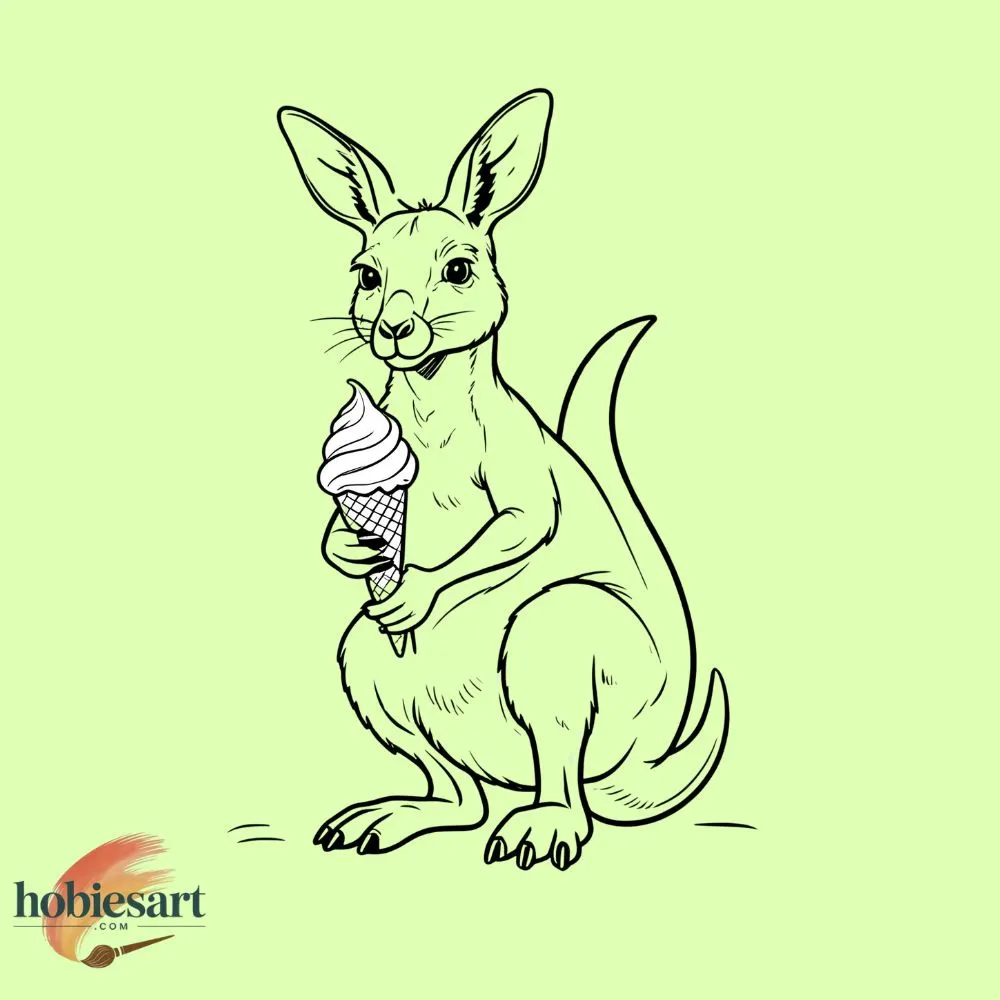 A kangaroo holding ice cream