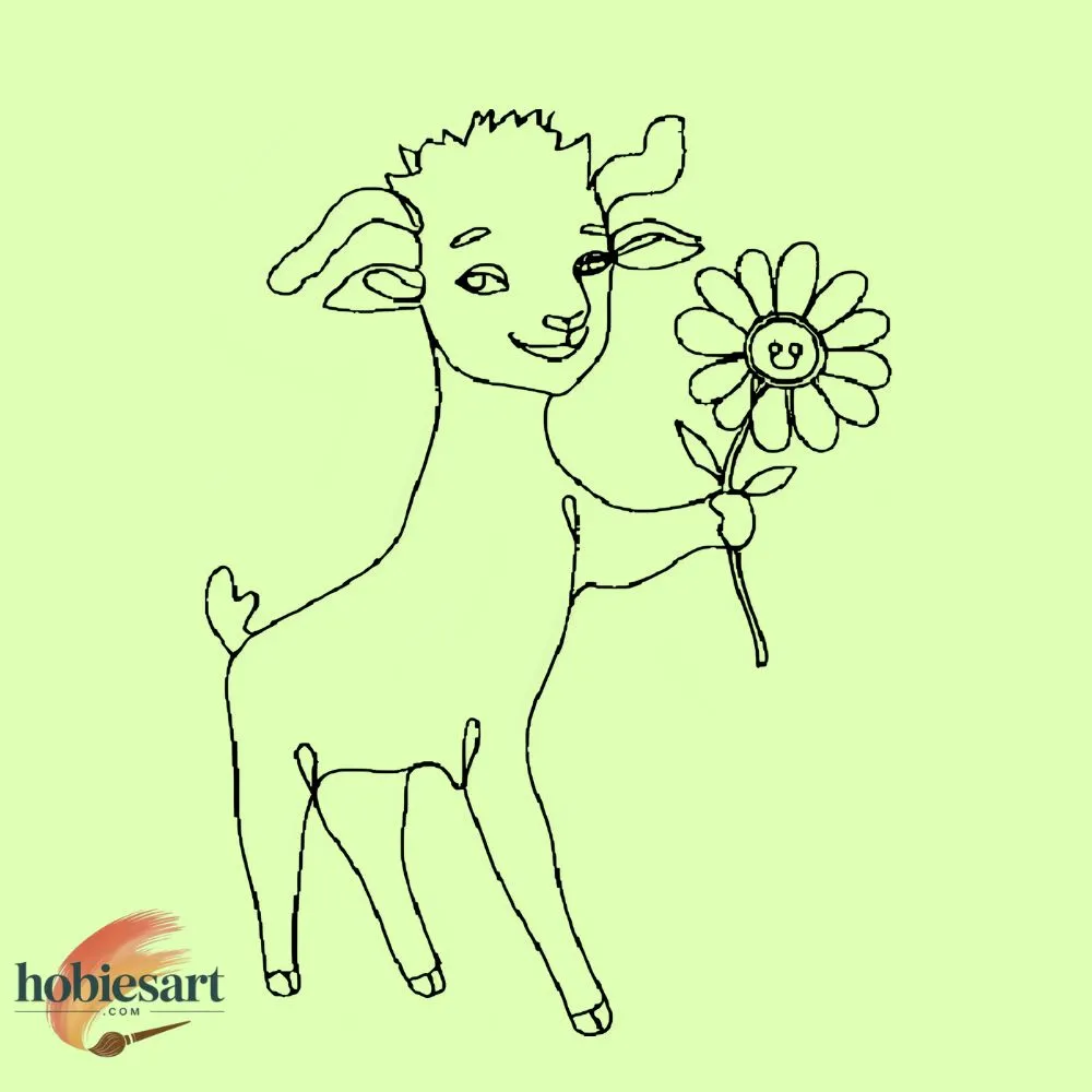 Goat holding a flower