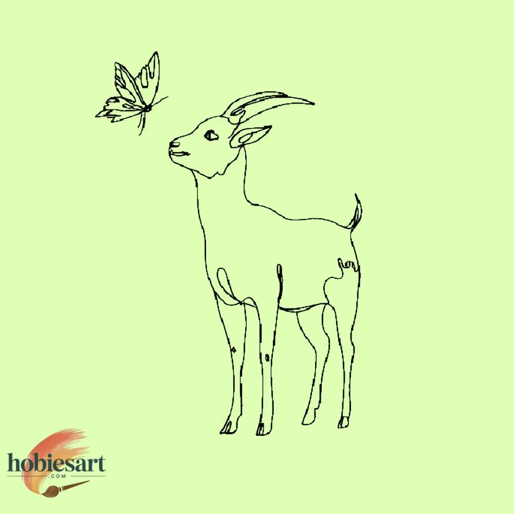 Goat watching a butterfly