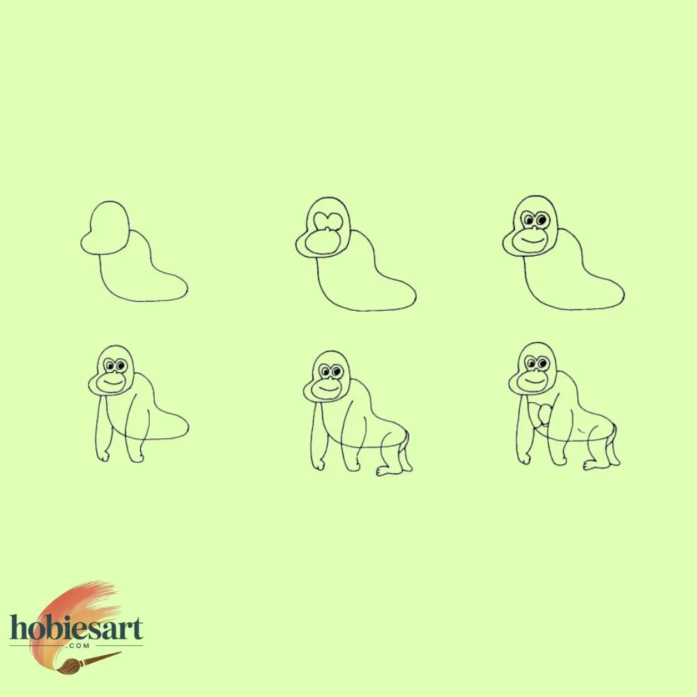 Gorilla Drawing in Steps