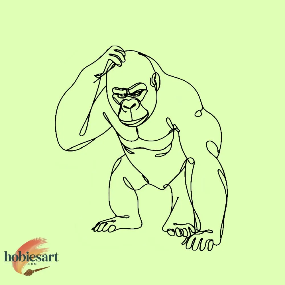 Gorilla scratching its head