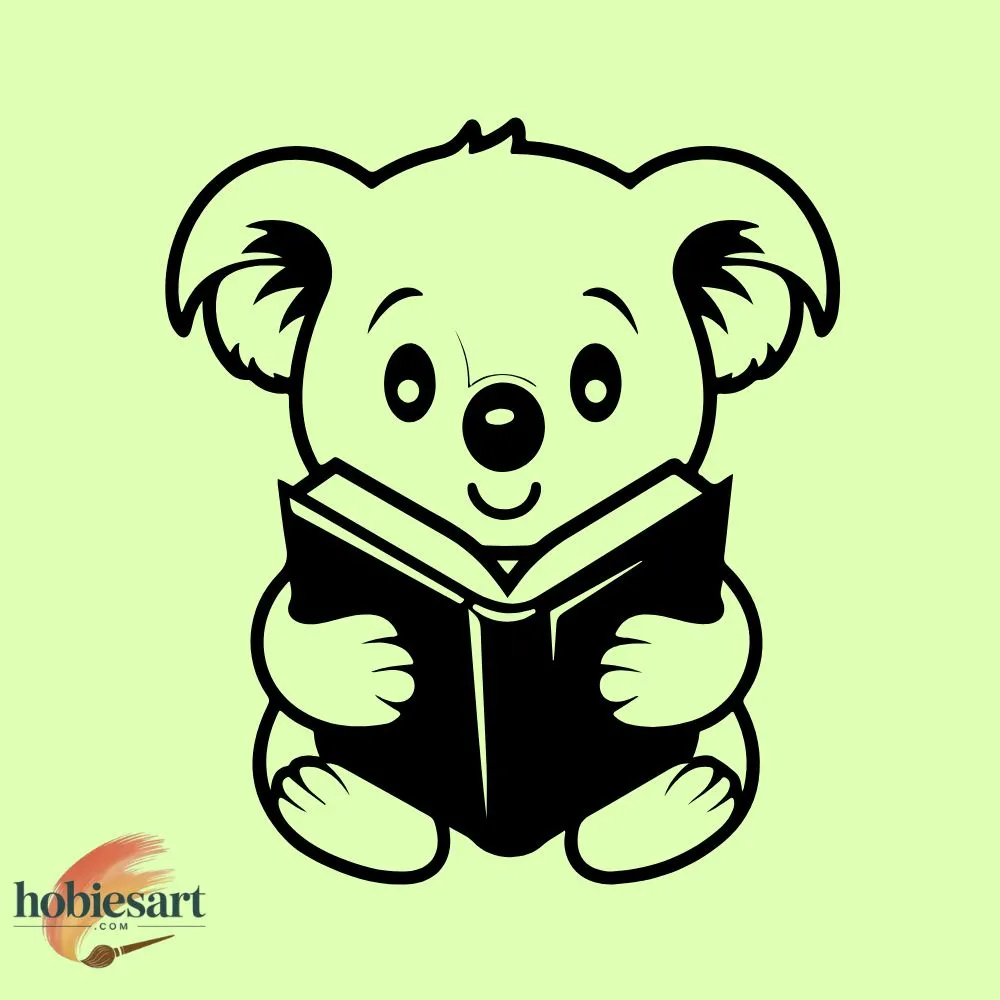 koala holding a small book