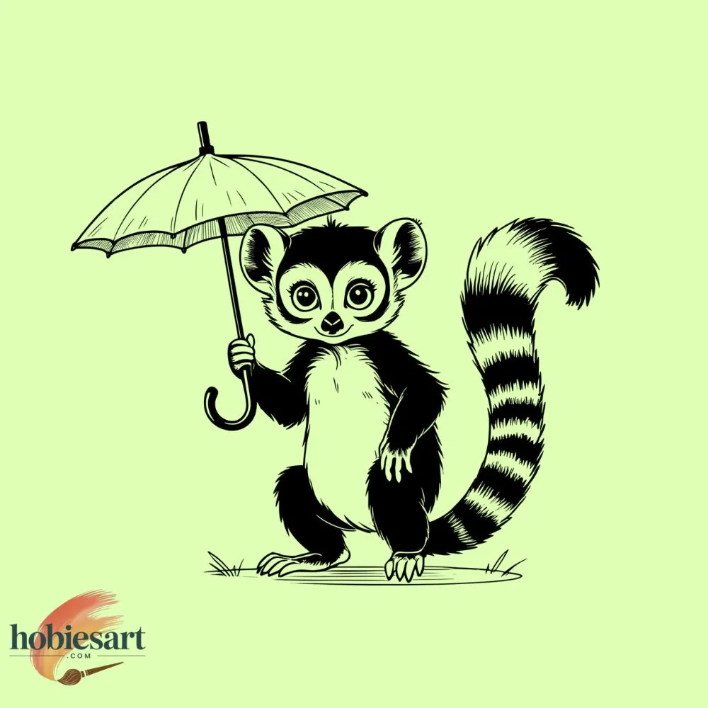 Lemur holding a small umbrella