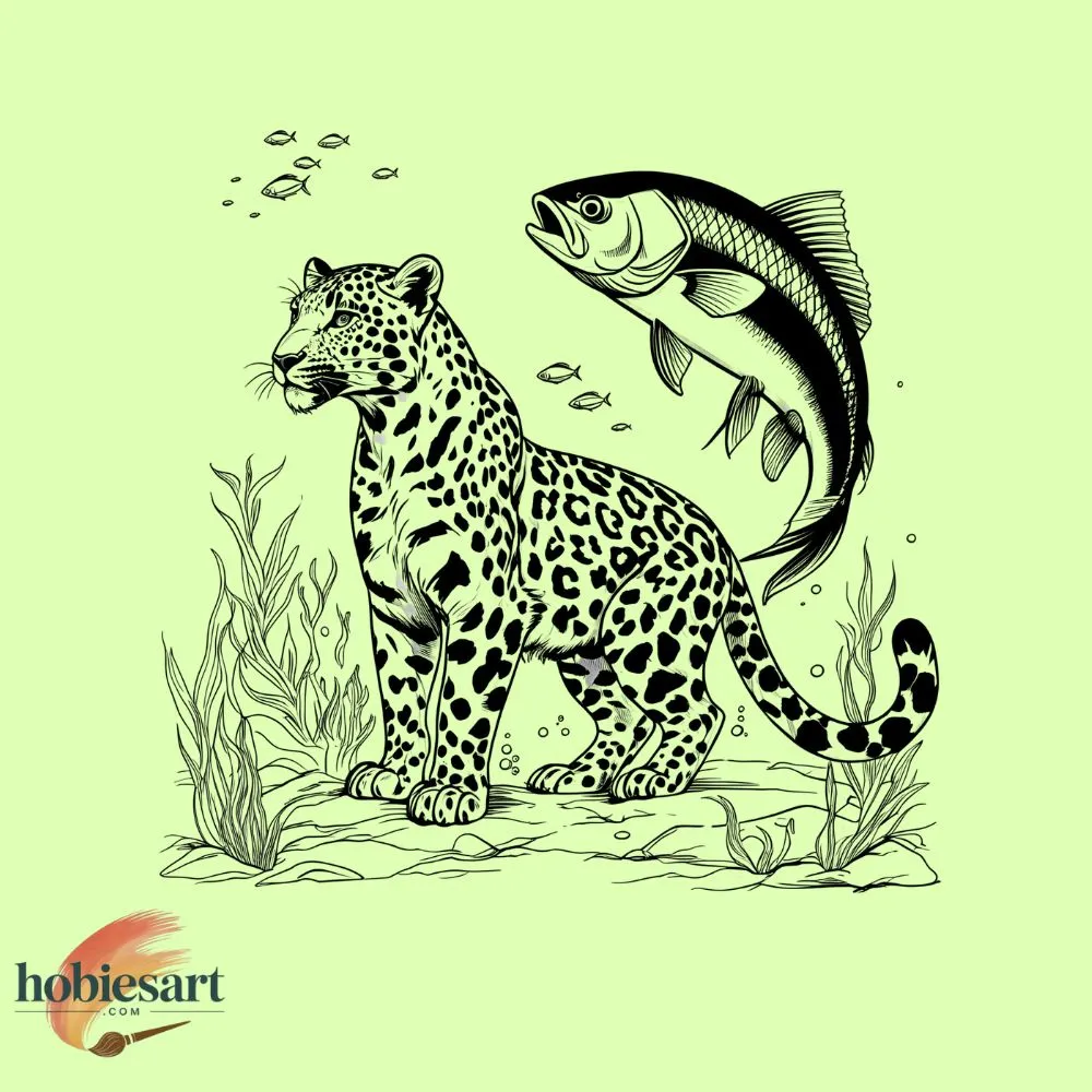 Leopard with a Fish
