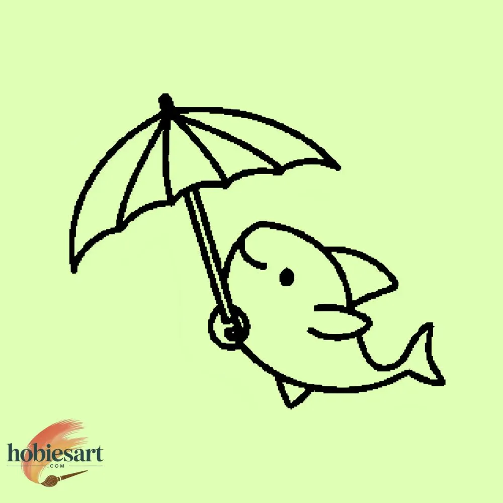 shark with a small umbrella