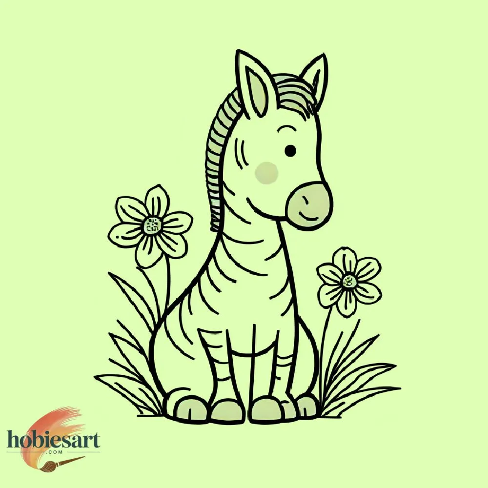 Zebra with Flowers