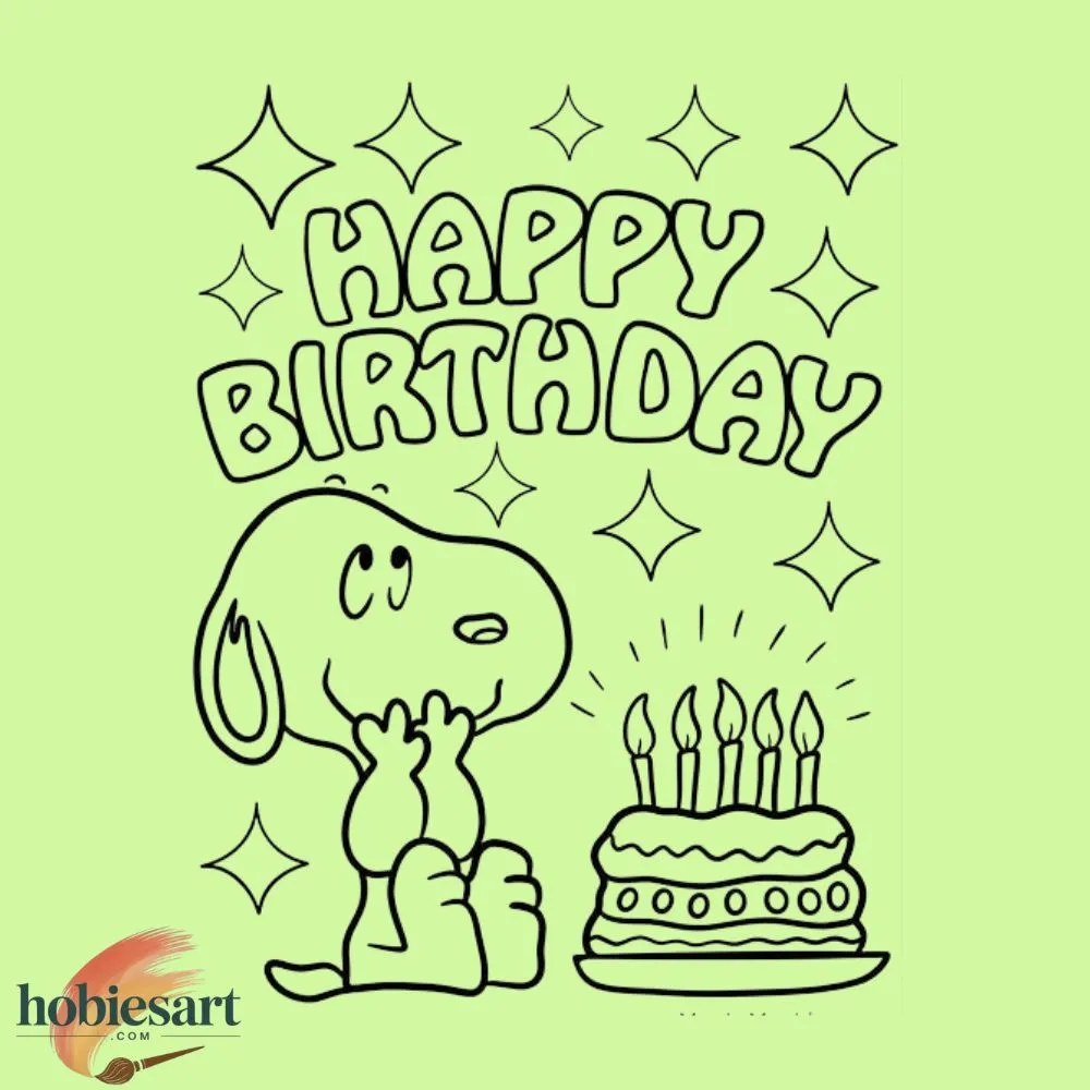 Snoopy Birthday Party Coloring