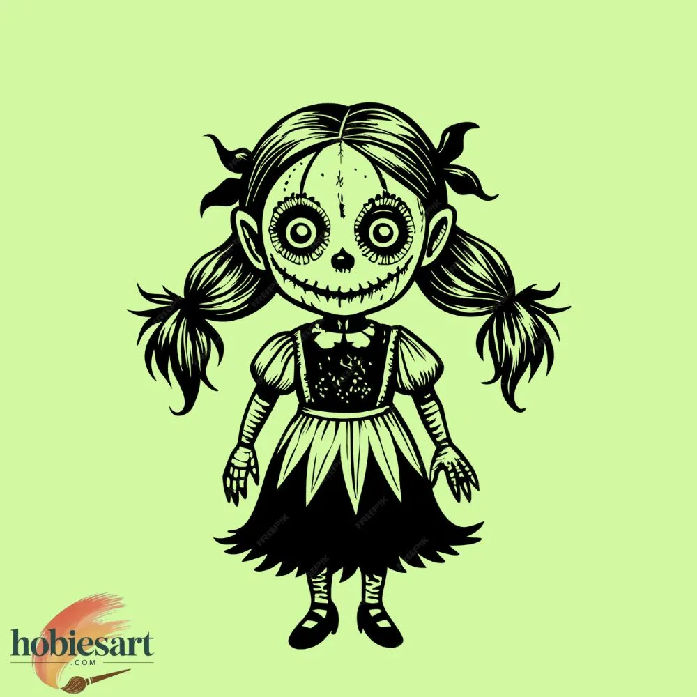 Creepy Dolls Line Art