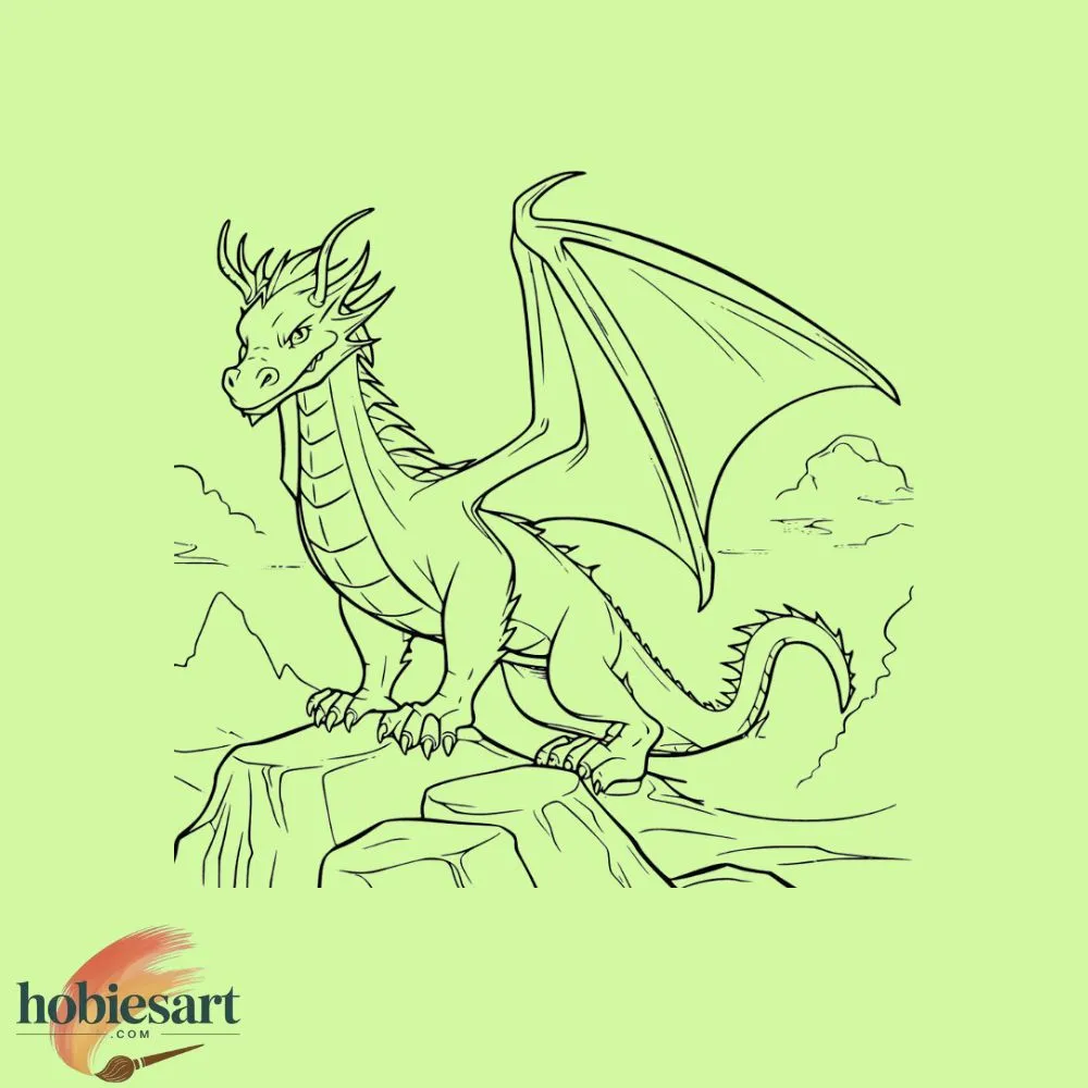 Dragon Perched on Cliff
