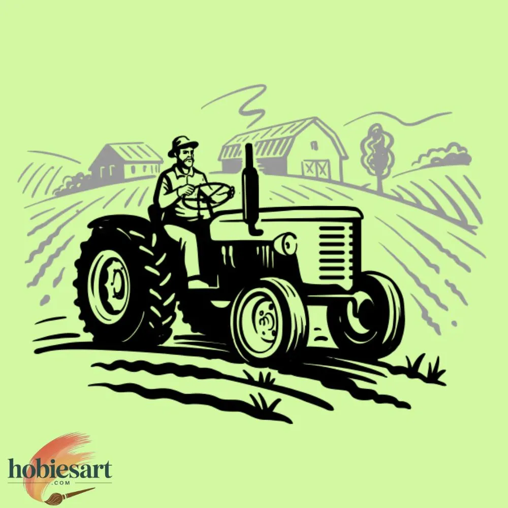 Tractor with Farmer Drawing