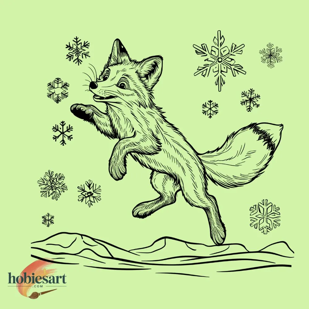 Arctic Fox Sketch Drawing