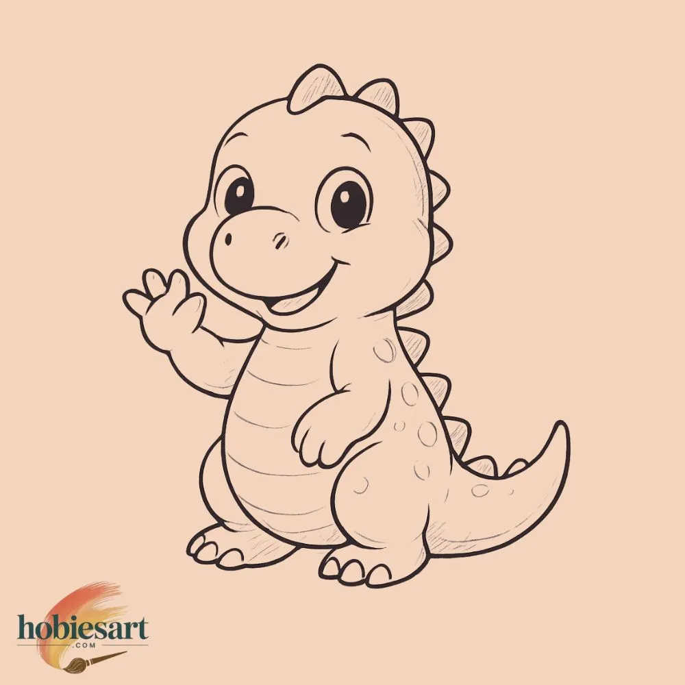 Baby Dinosaur Waving Hello