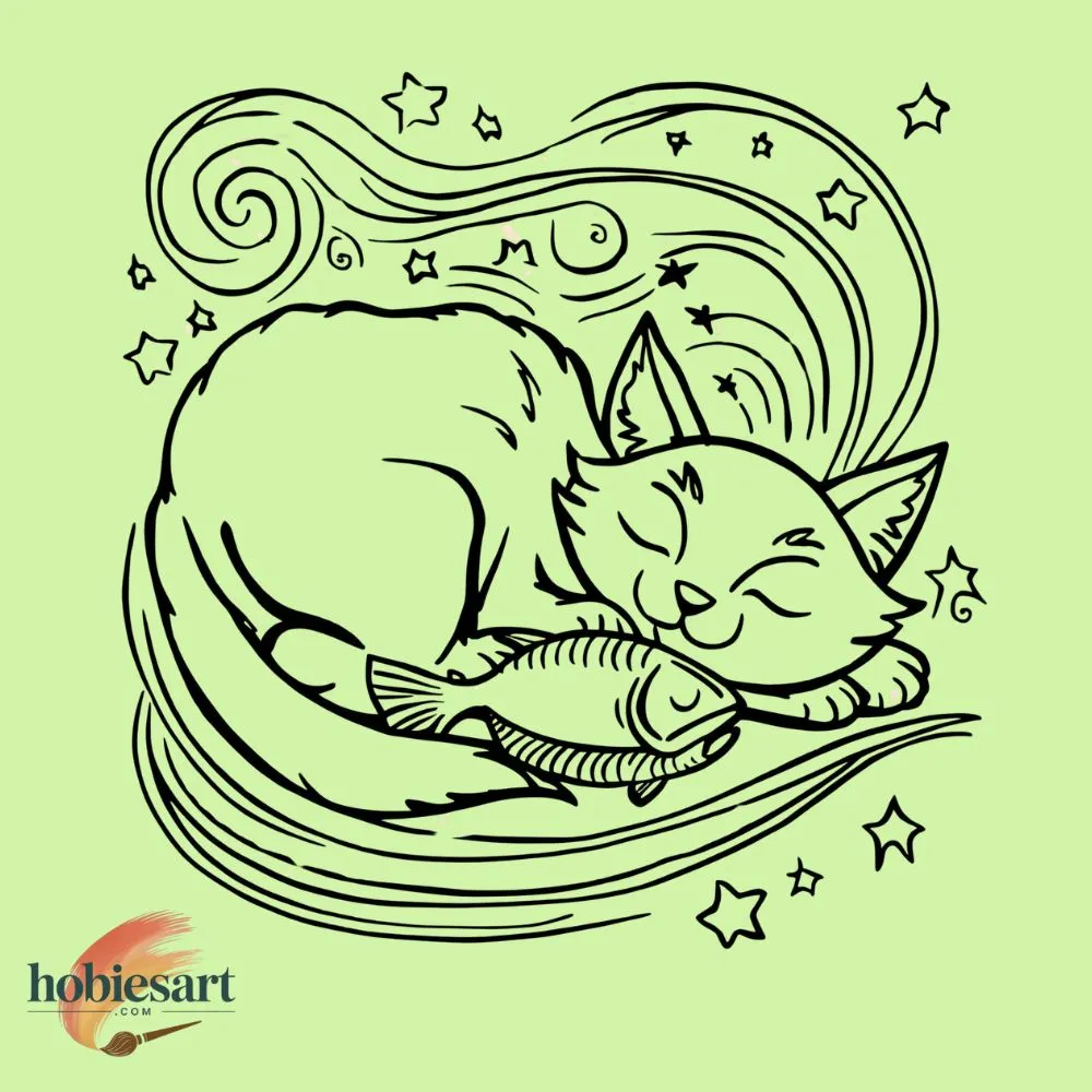 Cat Sleeps While Holding Fish