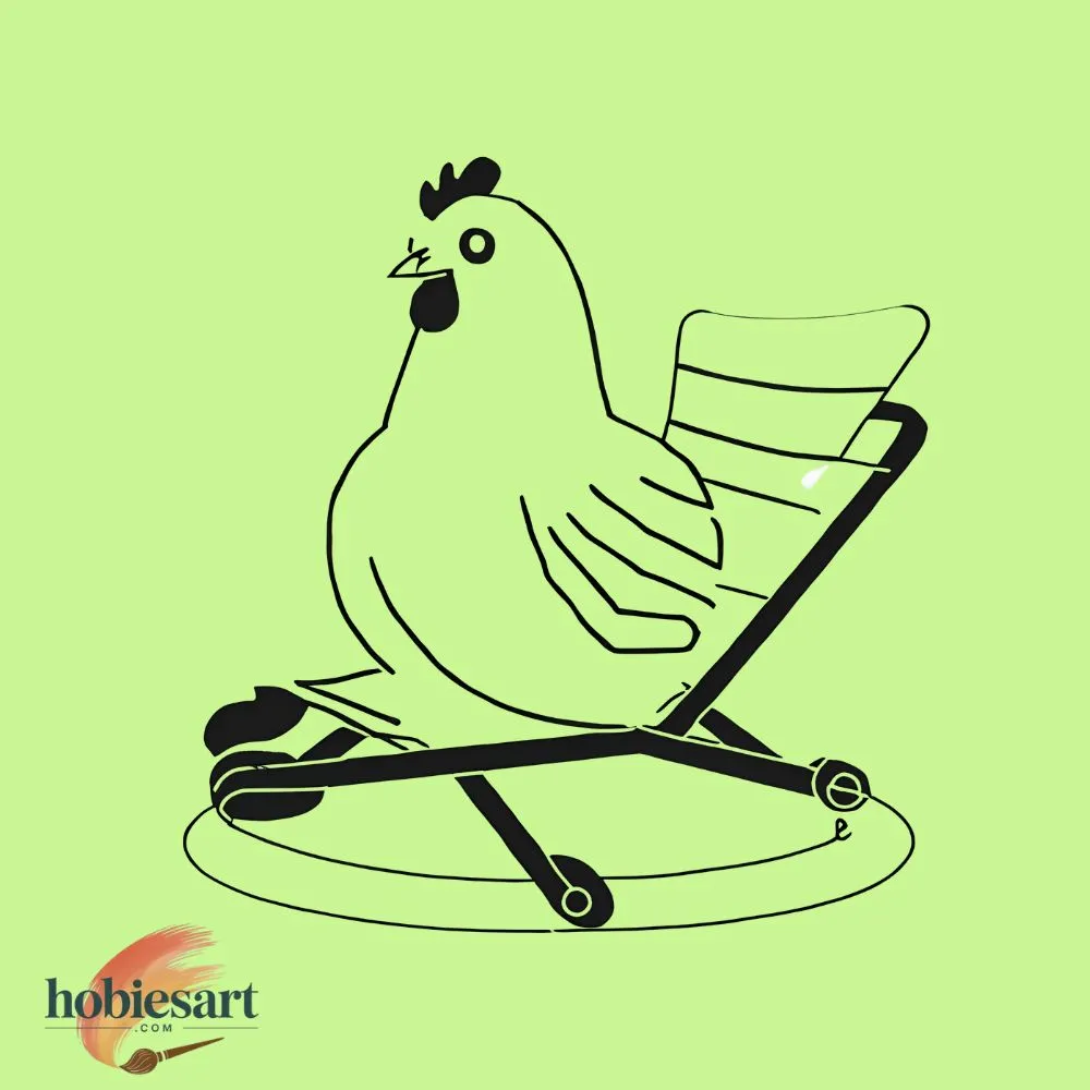 Chicken sitting on Beach Chair