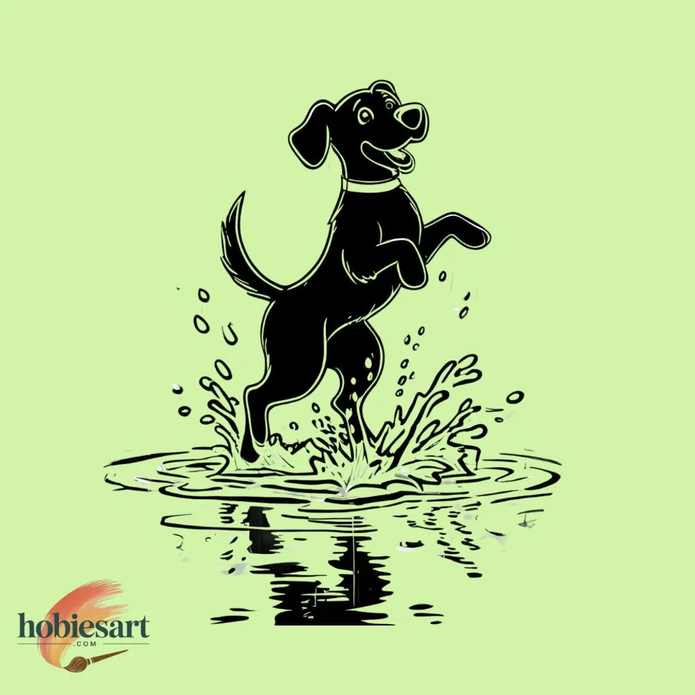 Dog in Rain Puddle