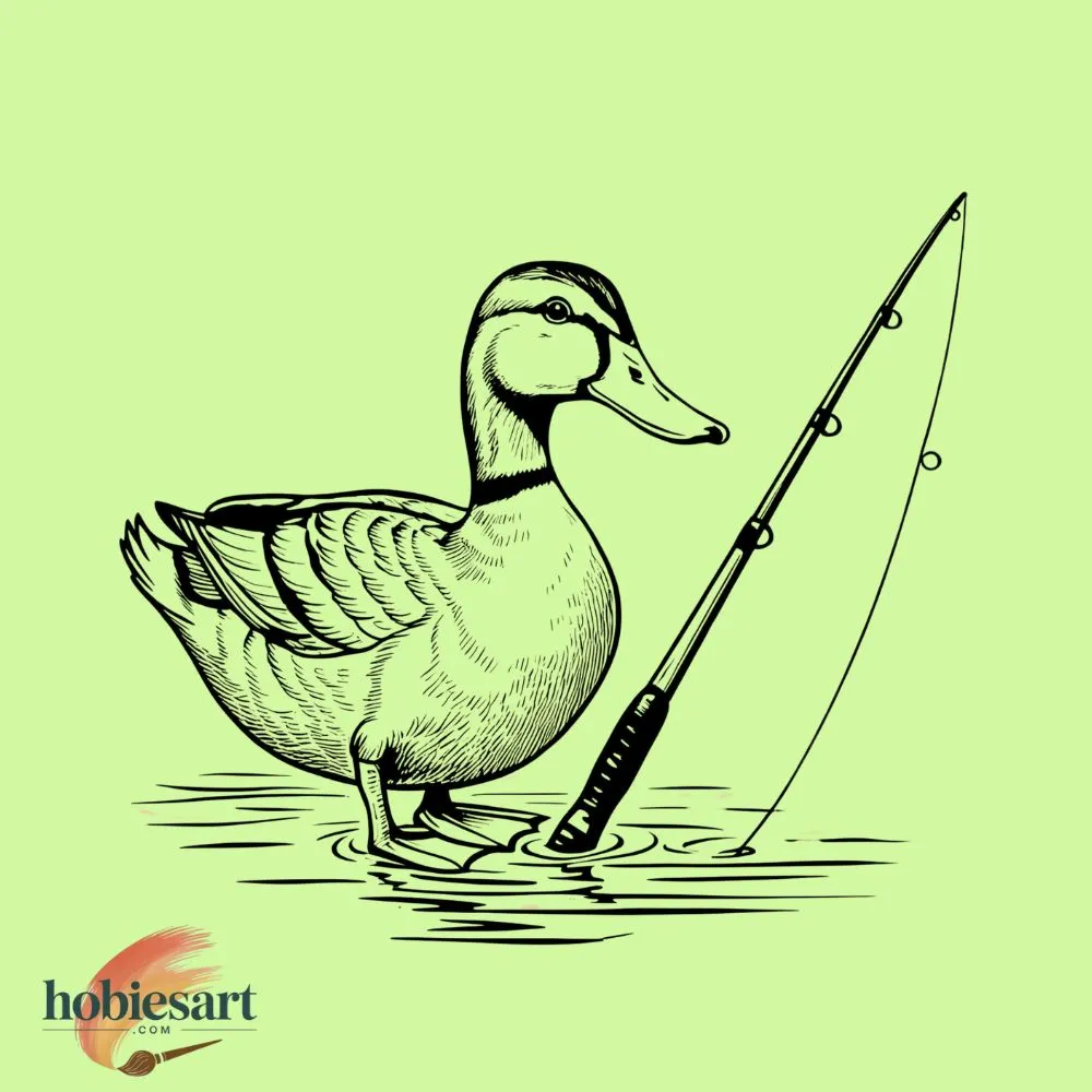 Duck with Fishing Rod