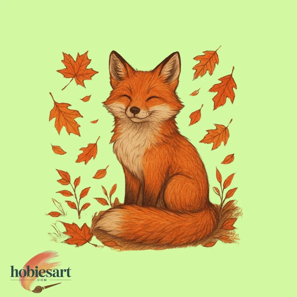 Fox with Autumn Leaves