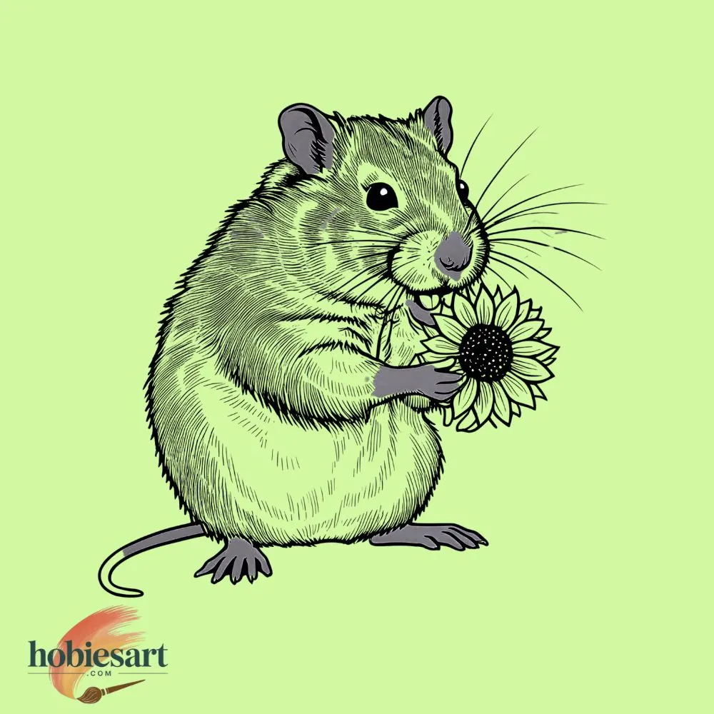 Hamster Holding a Sunflower