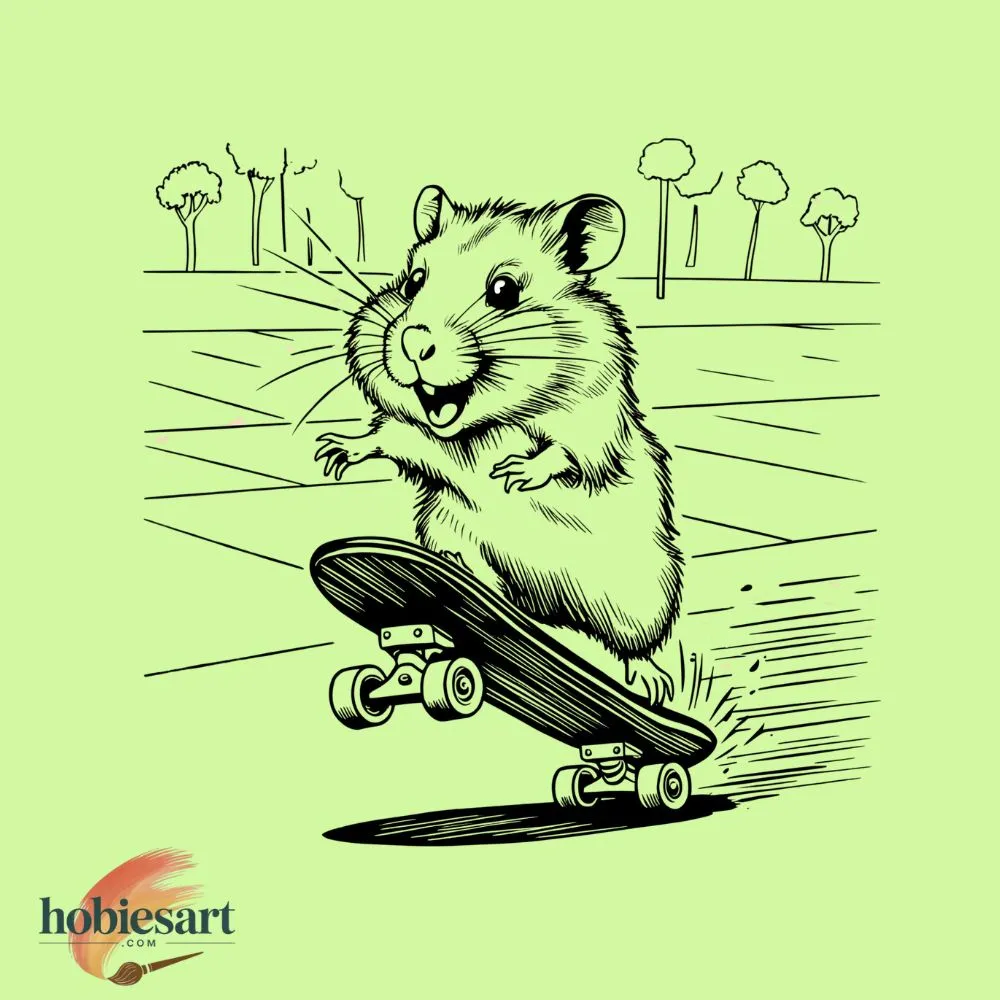 Hamster on Skateboard