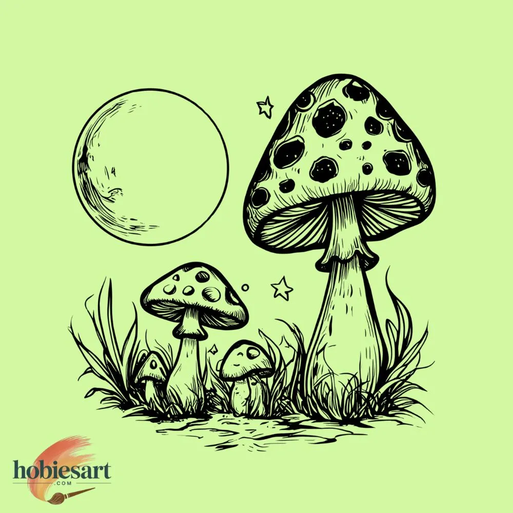 Moon Mushroom Drawing