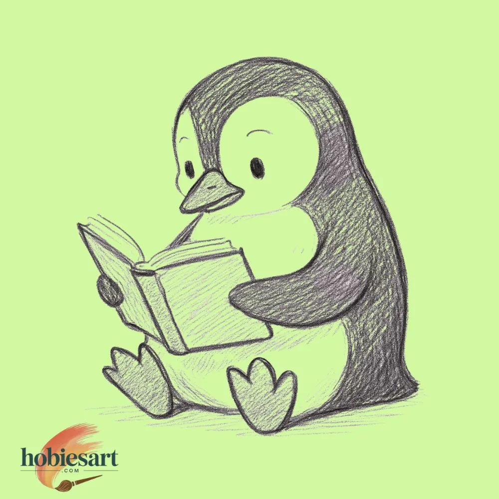 Penguin Reading a Book