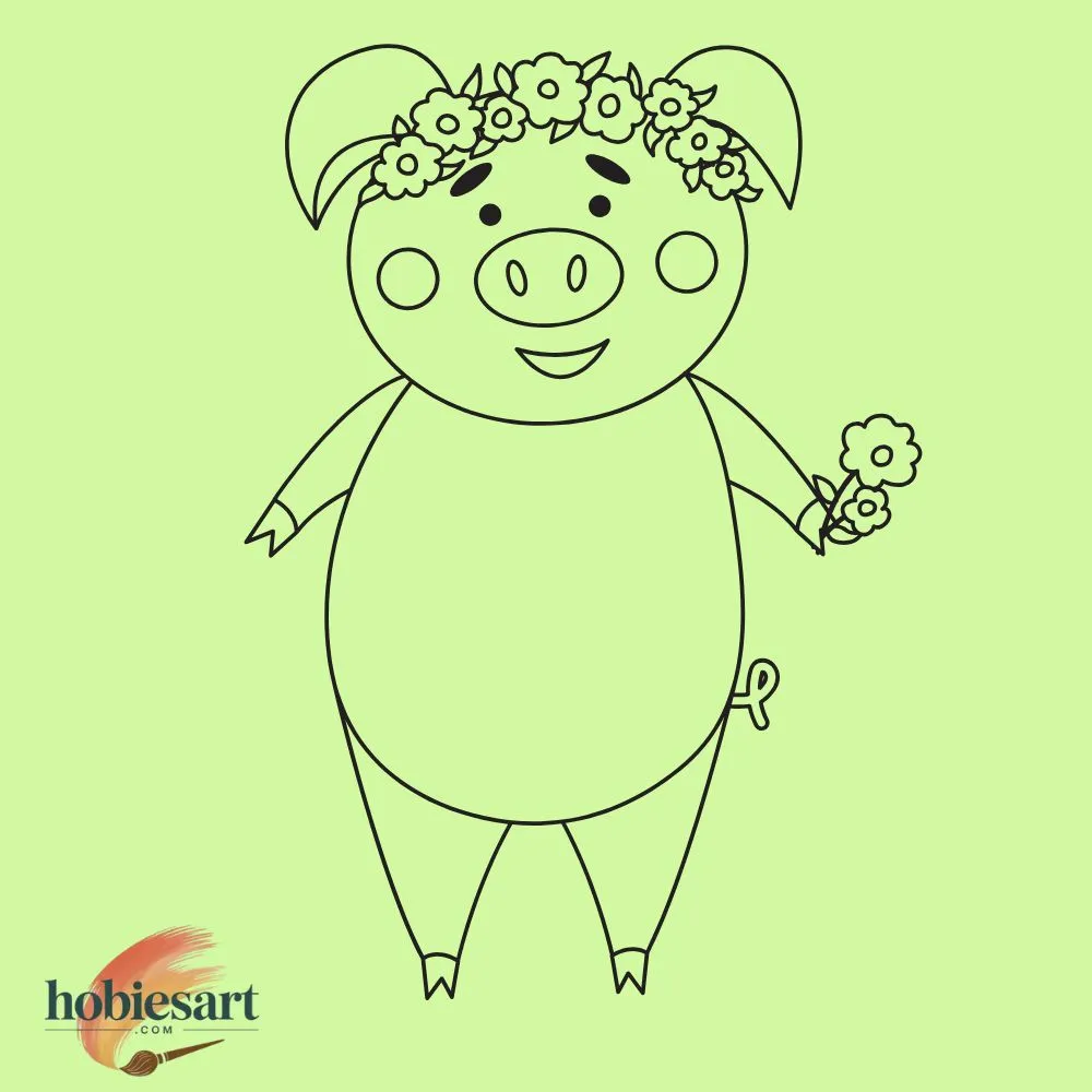 Pig with Flowers