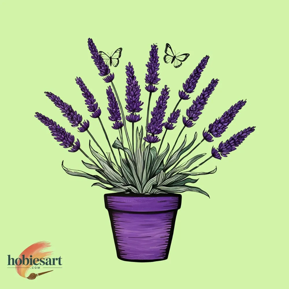 Potted Lavender With Butterflies