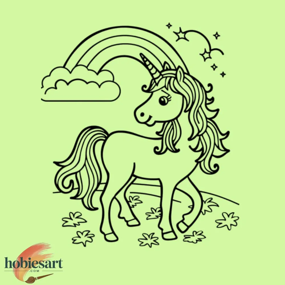Rainbow And Unicorn Coloring